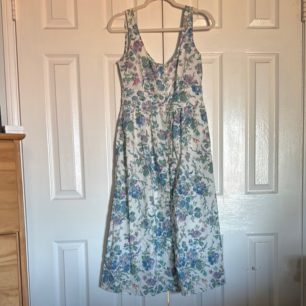 J. Crew Blue and White Floral Midi Dress